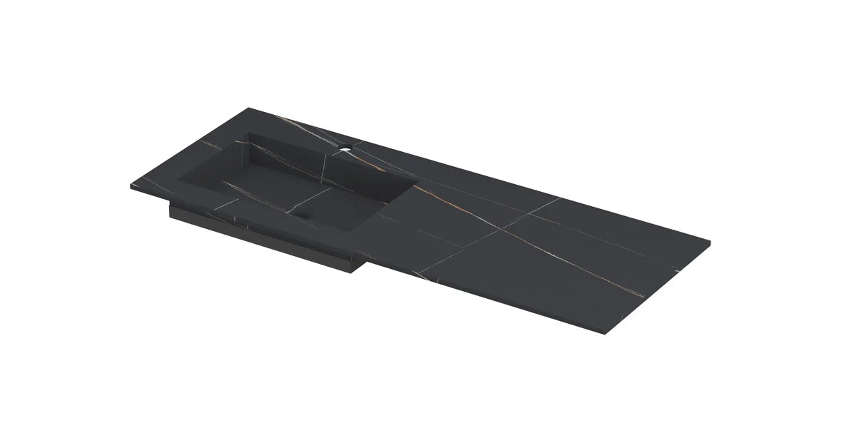 Ink Post Wastafel keramische slab envelop bak links met 1 kraangat - Lauren black mat - 120x45x1cm - 0210612