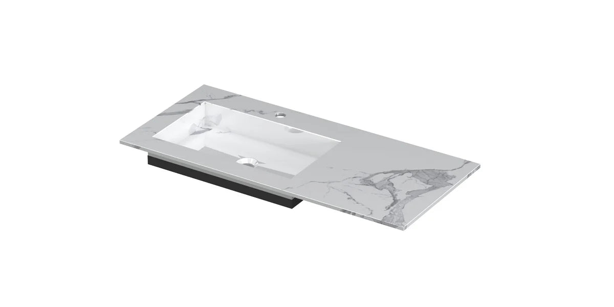 Ink Post Wastafel keramische slab envelop bak links met 1 kraangat - Statuario glans - 100x45x1cm - 0210173