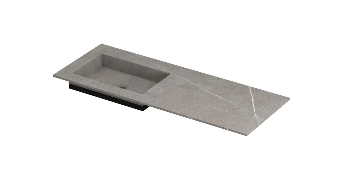 Ink Post Wastafel keramische slab envelop bak links zonder kraangat - Armani grey mat - 120x45x1cm - 0210601