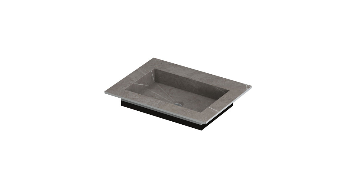 Ink Post Wastafel keramische slab envelop bak met 1 kraangat - Armani grey mat - 60x45x1cm - 0210001