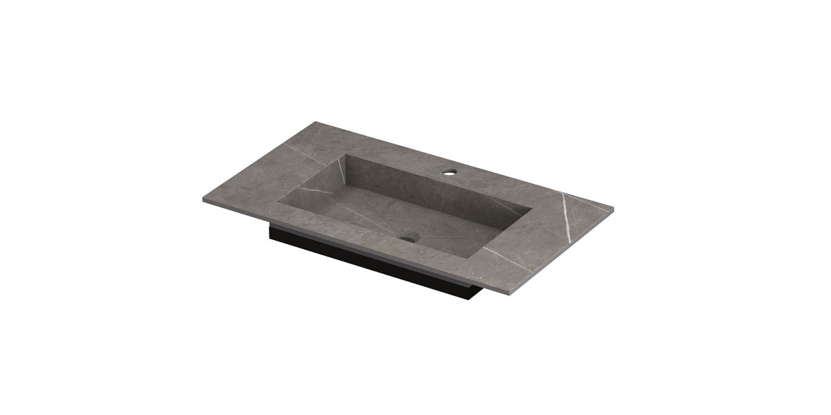 Ink Post Wastafel keramische slab envelop bak met 1 kraangat - Armani grey mat - 80x45x1cm - 0210031