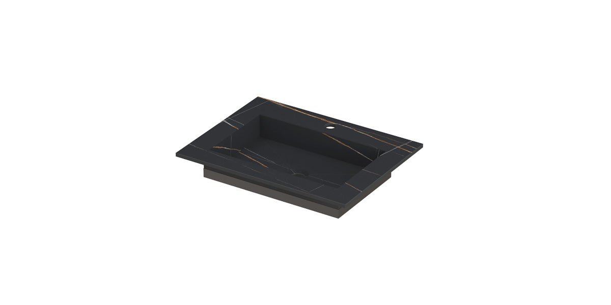 Ink Post Wastafel keramische slab envelop bak met 1 kraangat - Lauren black mat - 60x45x1cm