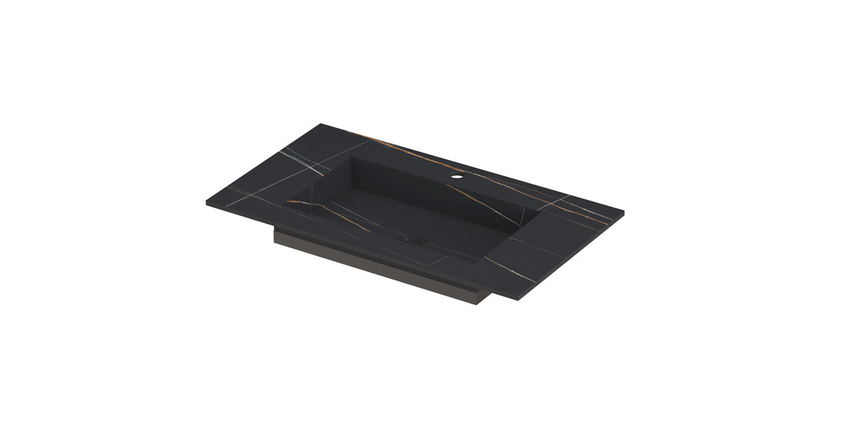 Ink Post Wastafel keramische slab envelop bak met 1 kraangat - Lauren black mat - 80x45x1cm - 0210032