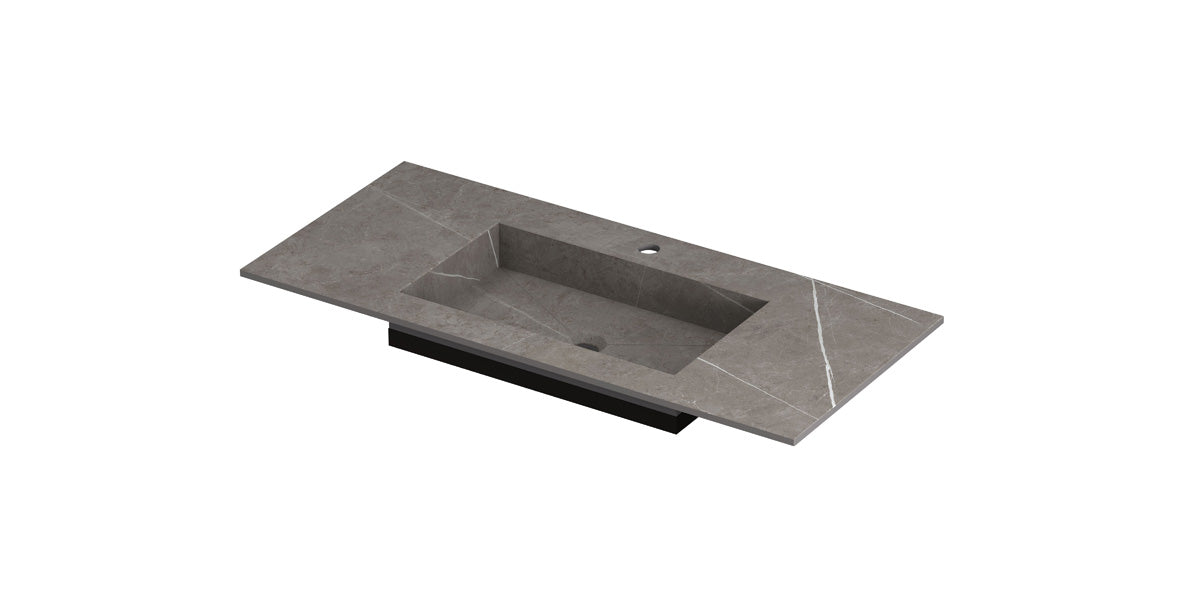 Ink Post Wastafel keramische slab envelop bak midden met 1 kraangat - Armani grey mat - 100x45x1cm - 0210051