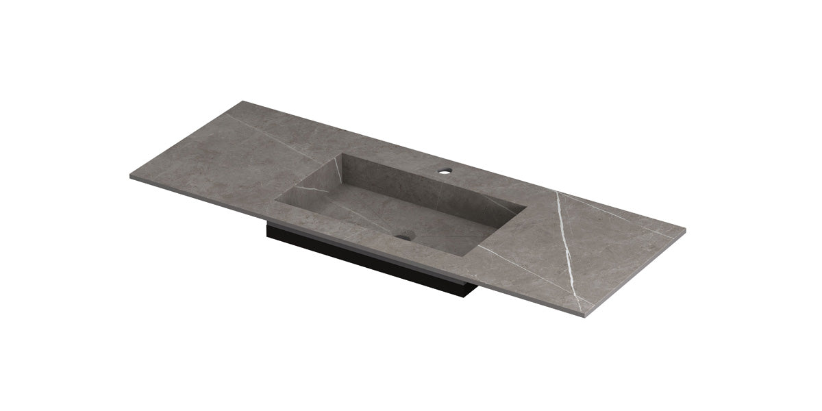 Ink Post Wastafel keramische slab envelop bak midden met 1 kraangat - Armani grey mat - 120x45x1cm - 0210071