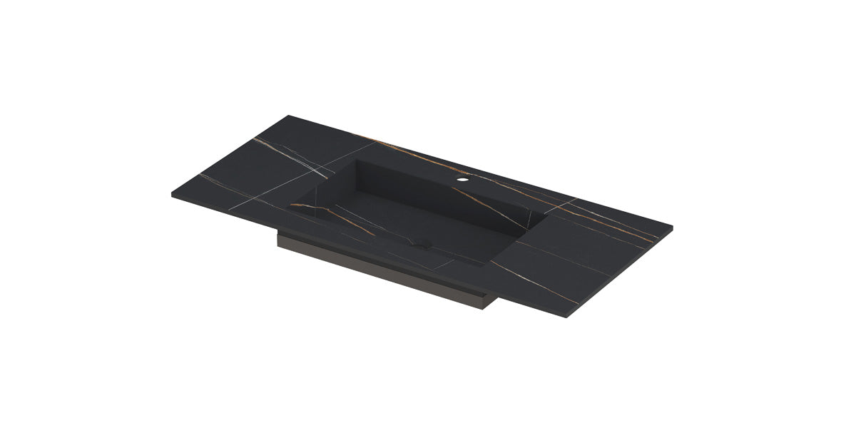 Ink Post Wastafel keramische slab envelop bak midden met 1 kraangat - Lauren black mat - 100x45x1cm - 0210052