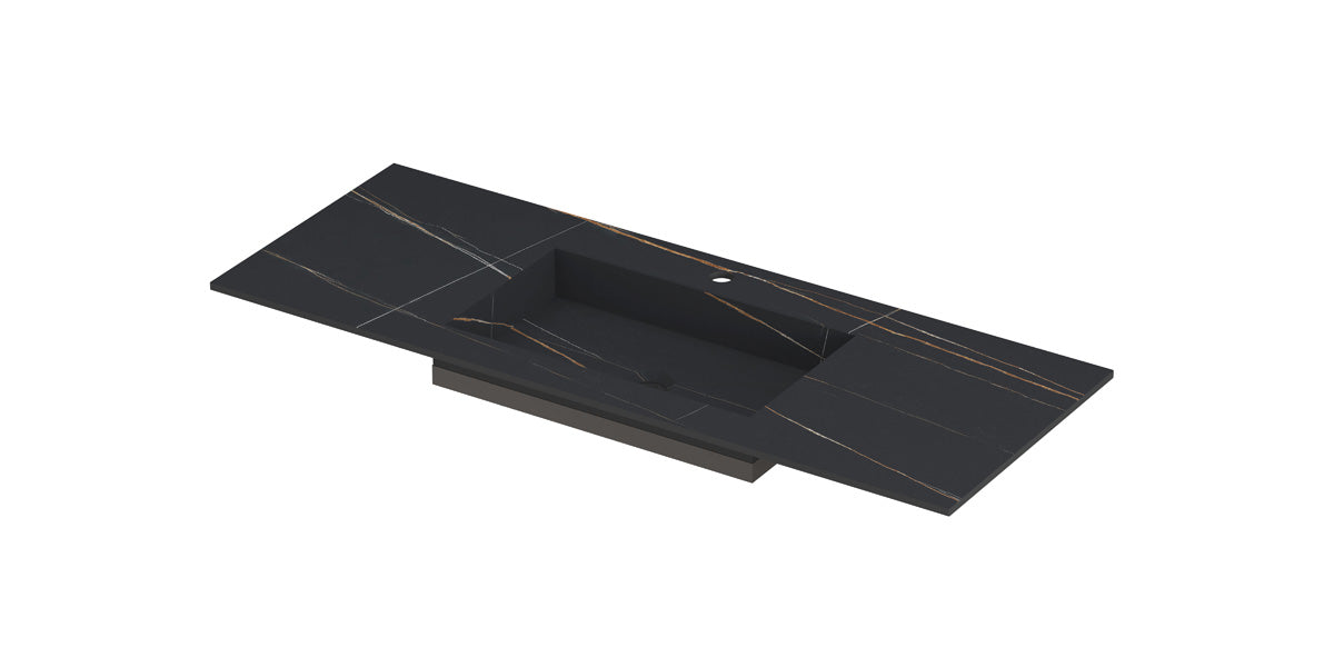 Ink Post Wastafel keramische slab envelop bak midden met 1 kraangat - Lauren black mat - 120x45x1cm - 0210072