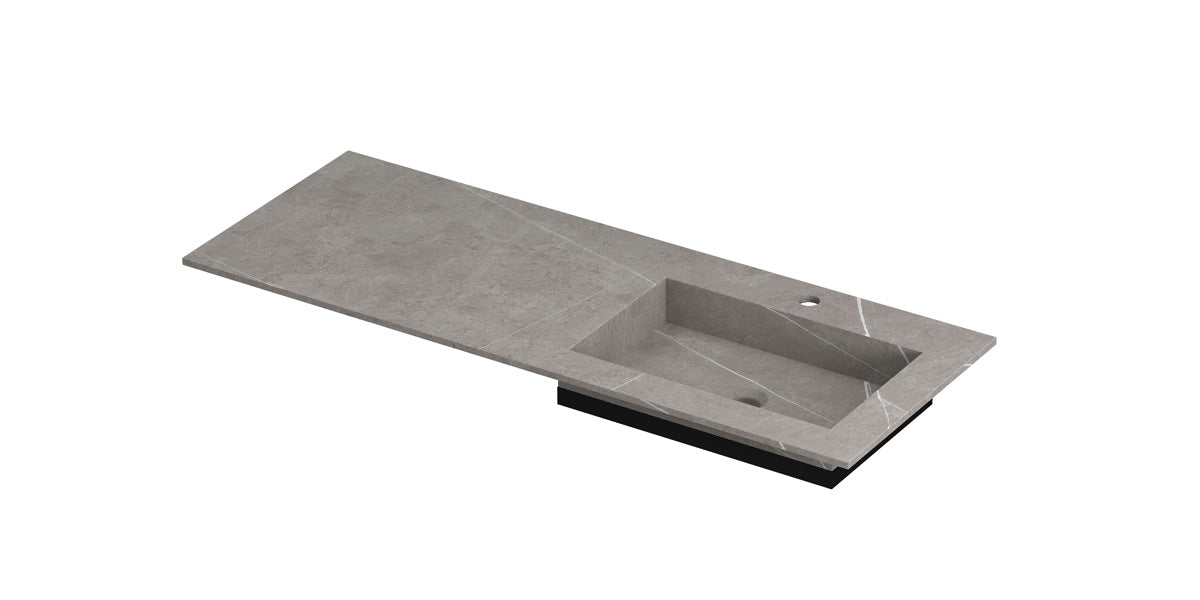 Ink Post Wastafel keramische slab envelop bak rechts met 1 kraangat - Armani grey mat - 120x45x1cm - 0210631