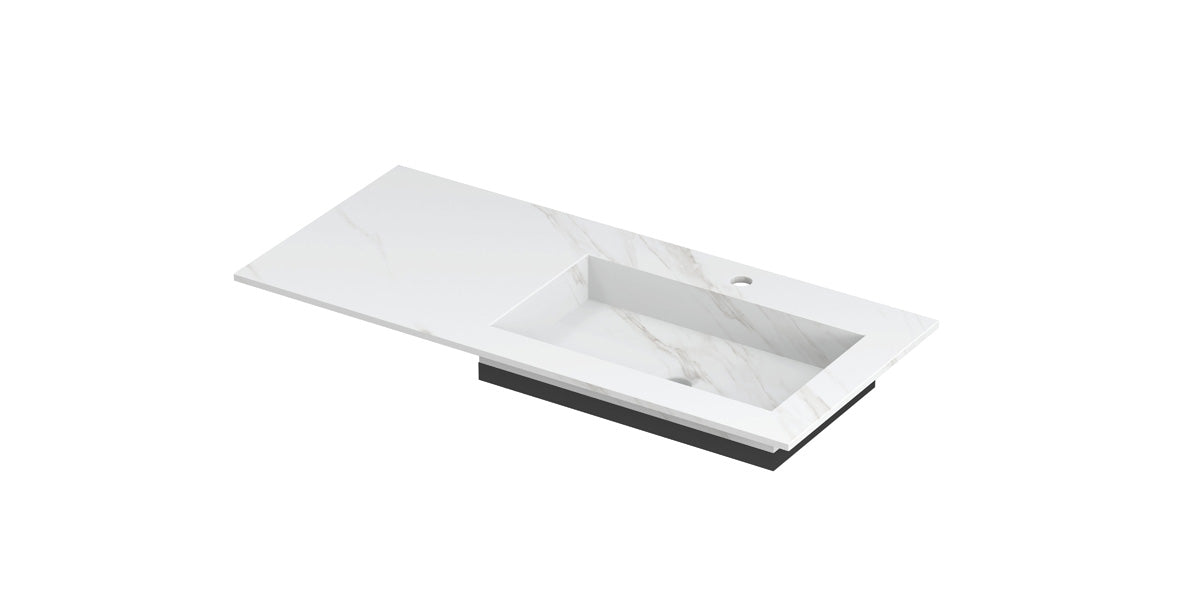 Ink Post Wastafel keramische slab envelop bak rechts met 1 kraangat - Calacatta mat - 100x45x1cm - 0210190