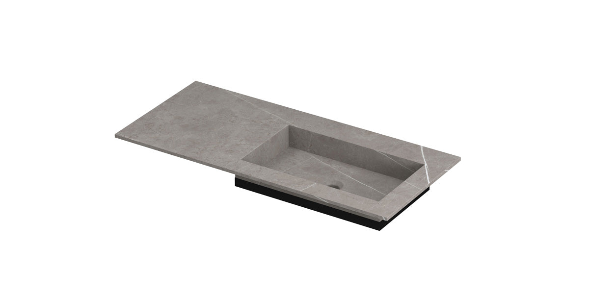 Ink Post Wastafel keramische slab envelop bak rechts zonder kraangat - Armani grey mat - 100x45x1cm - 0210181