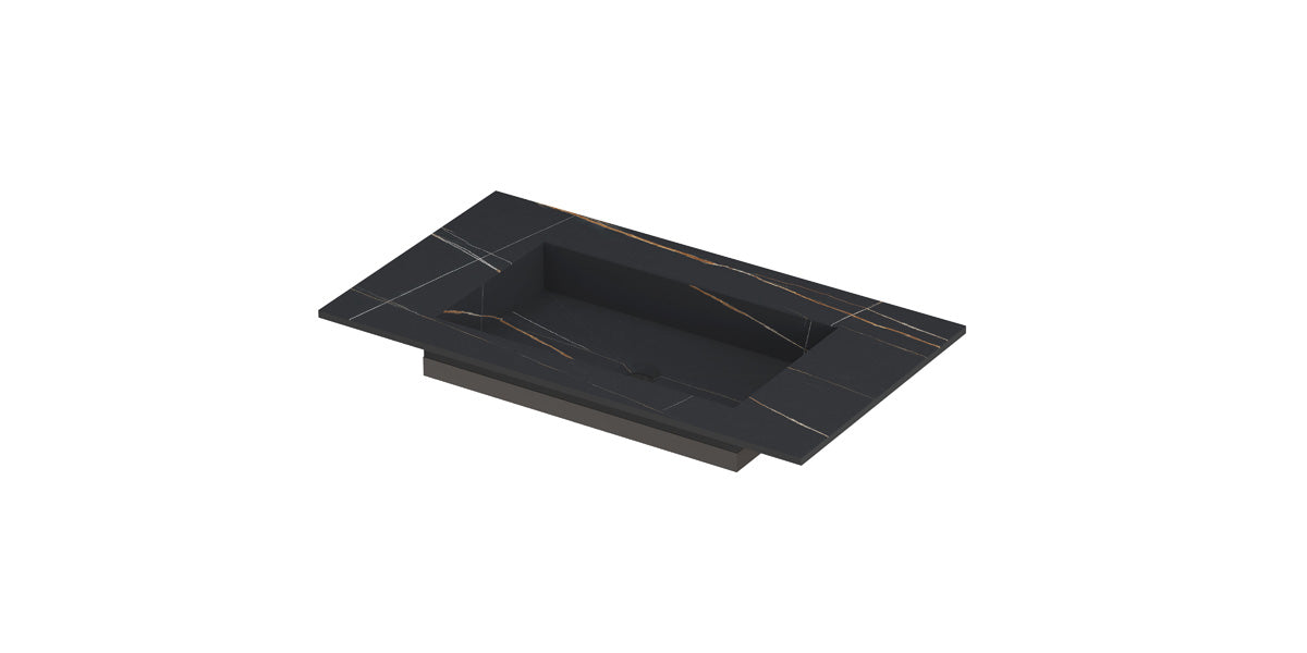 Ink Post Wastafel keramische slab envelop bak zonder kraangat - Lauren black mat - 80x45x1cm - 0210022