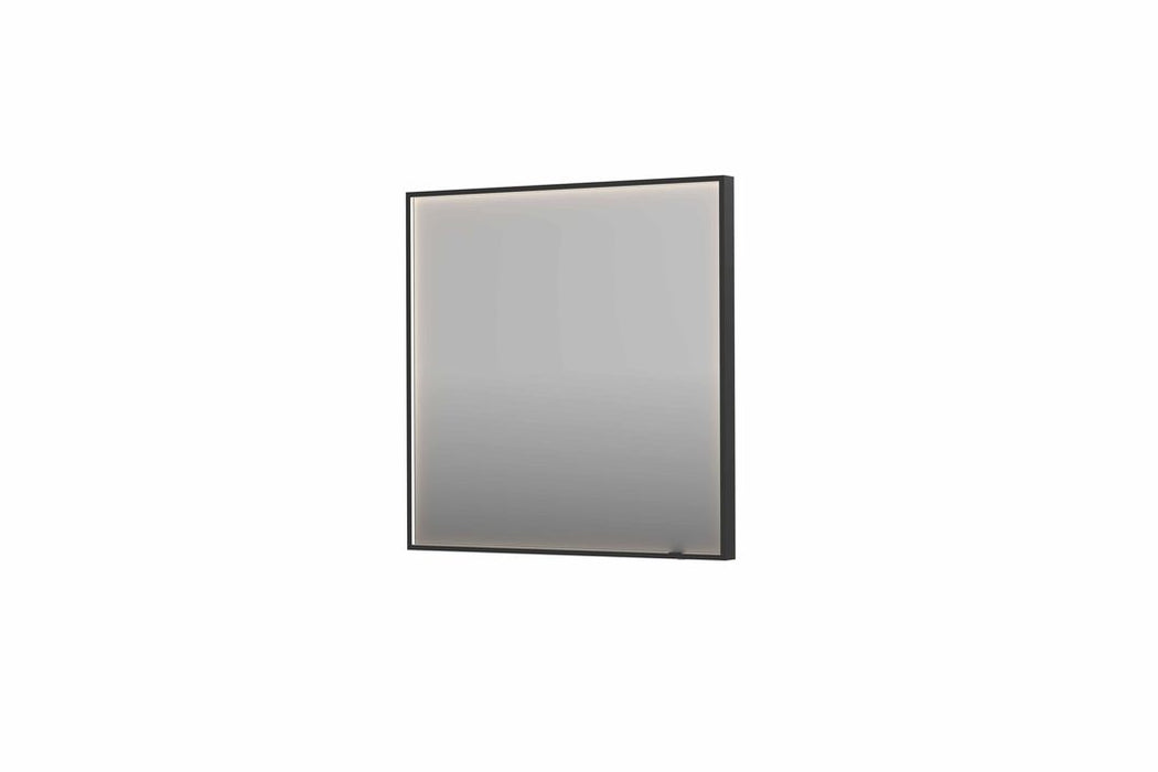 Ink SP19 spiegel 80x80cm in stalen kader met rondom indirecte LED verlichting - Geborsteld metaal zwart - 8409134