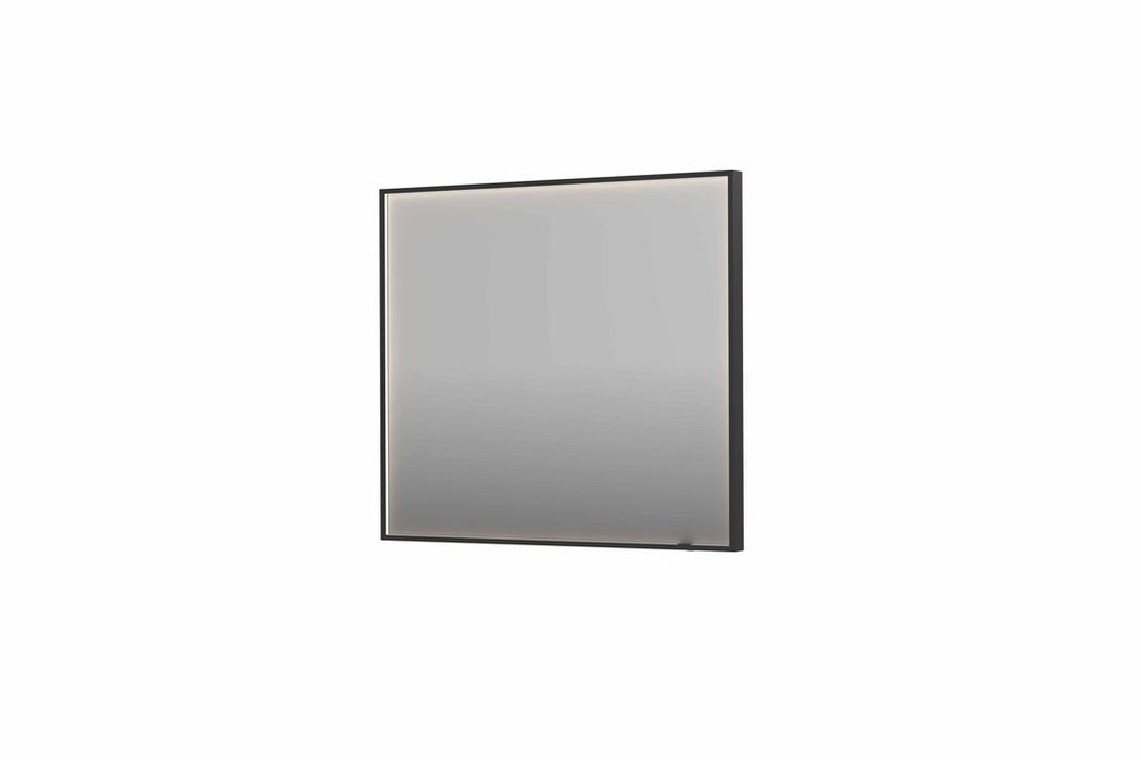 Ink SP19 spiegel 90x80cm in stalen kader met rondom indirecte LED verlichting - Geborsteld metaal zwart - 8409135