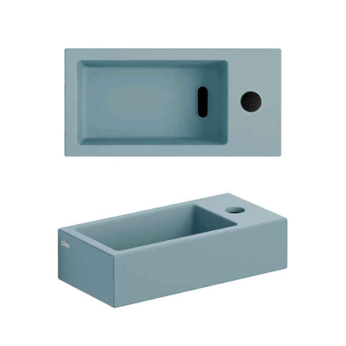 Clou Flush 3 fontein met kraangat en plug, rechts, mat blauw keramiek -  CL/03.38030