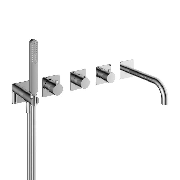 Hotbath Gal GL7072 inbouw badthermostaat met 2 stopkranen en handdouche Mat Zwart