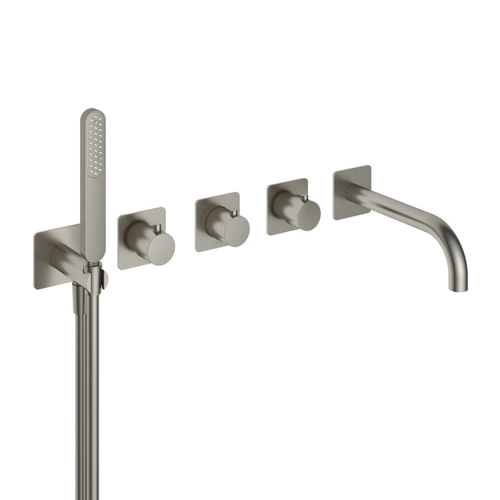 Hotbath Gal GL7072 inbouw badthermostaat met 2 stopkranen en handdouche Mat Zwart