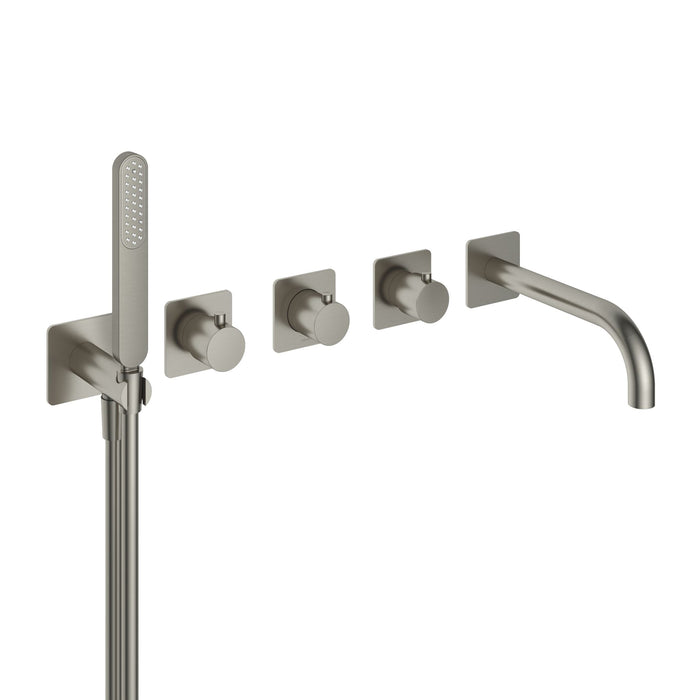 Hotbath Gal GL7072 inbouw badthermostaat met 2 stopkranen en handdouche Geborsteld Gunmetal PVD