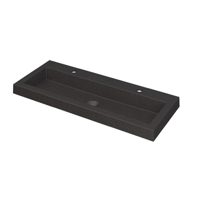 Ink Dock Wastafel Quartz met 2 kraangaten - Quartz zwart - 100x40cm - 3415222