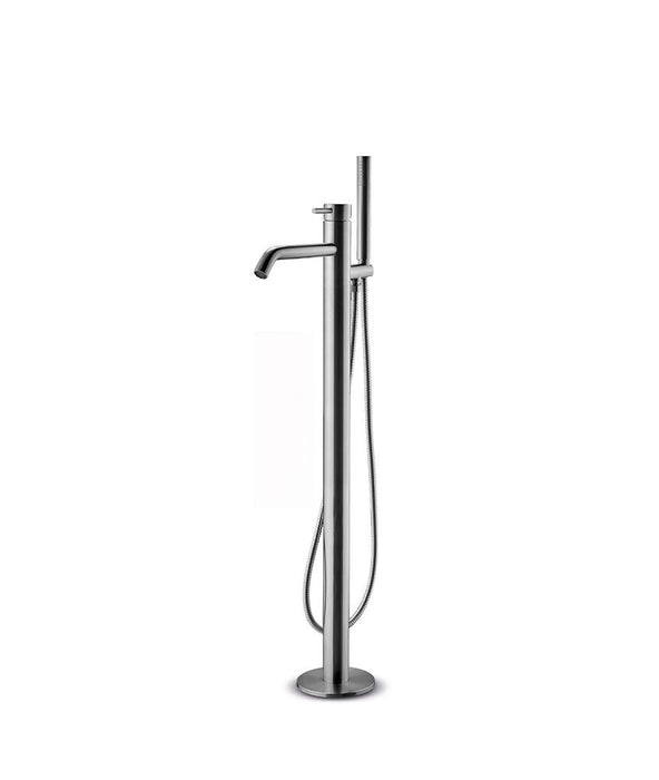 JEE-O Slimline Vrijstaande badvuller met éénngreepsmengkraan met omsteller en handdouche geborsteld rvs - 800-3010