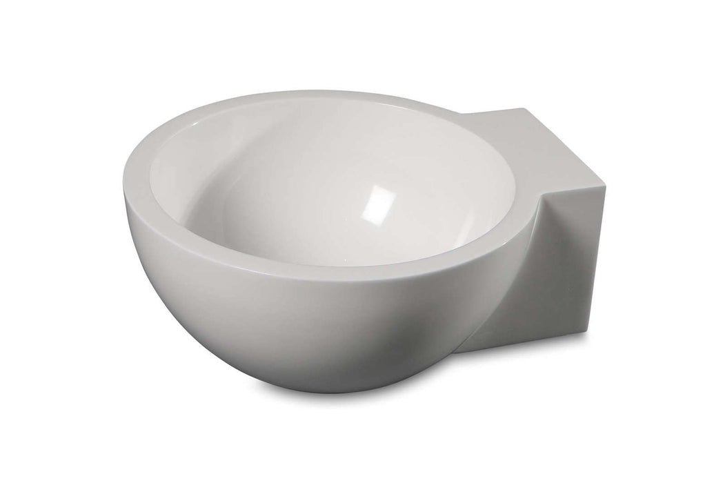 Luca Sanitair wandfontein rond 27x24x12h van mineral stone - Glans wit - LUVA1325