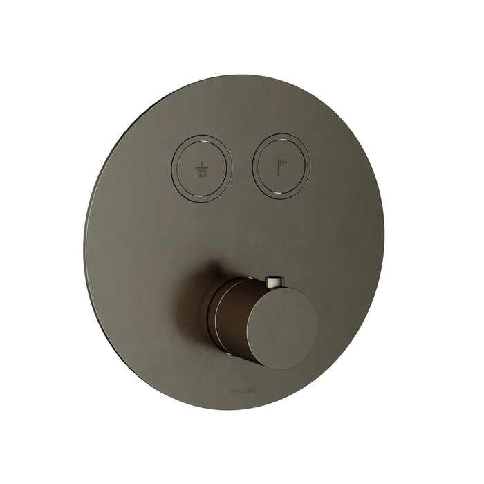 Hotbath Cobber PB009EXT afbouwdeel voor inbouw thermostaat met 2 pushbuttons Verouderd Messing