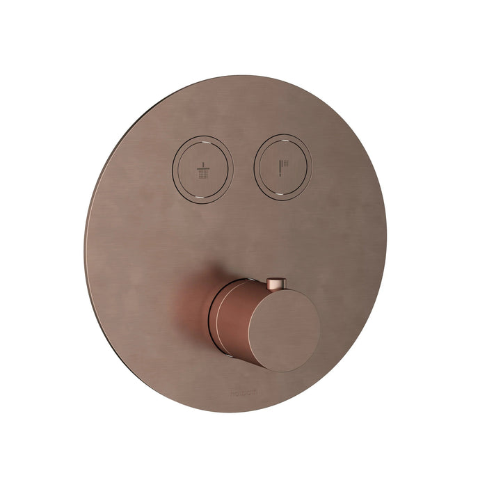 Hotbath Cobber PB009EXT afbouwdeel voor inbouw thermostaat met 2 pushbuttons Geborsteld Koper