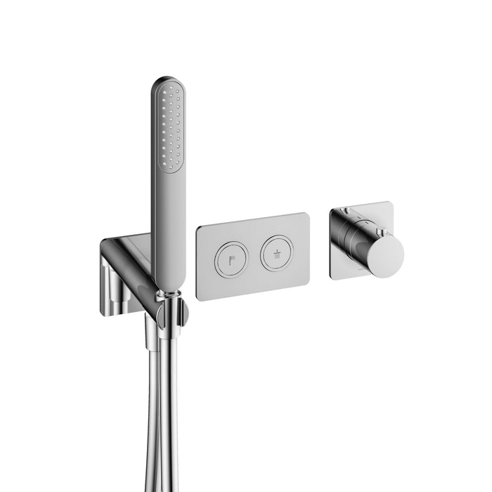 Hotbath Gal PB7071BGP inbouw thermostaat met 2 stopkranen en handdouche Geborsteld Gunmetal PVD